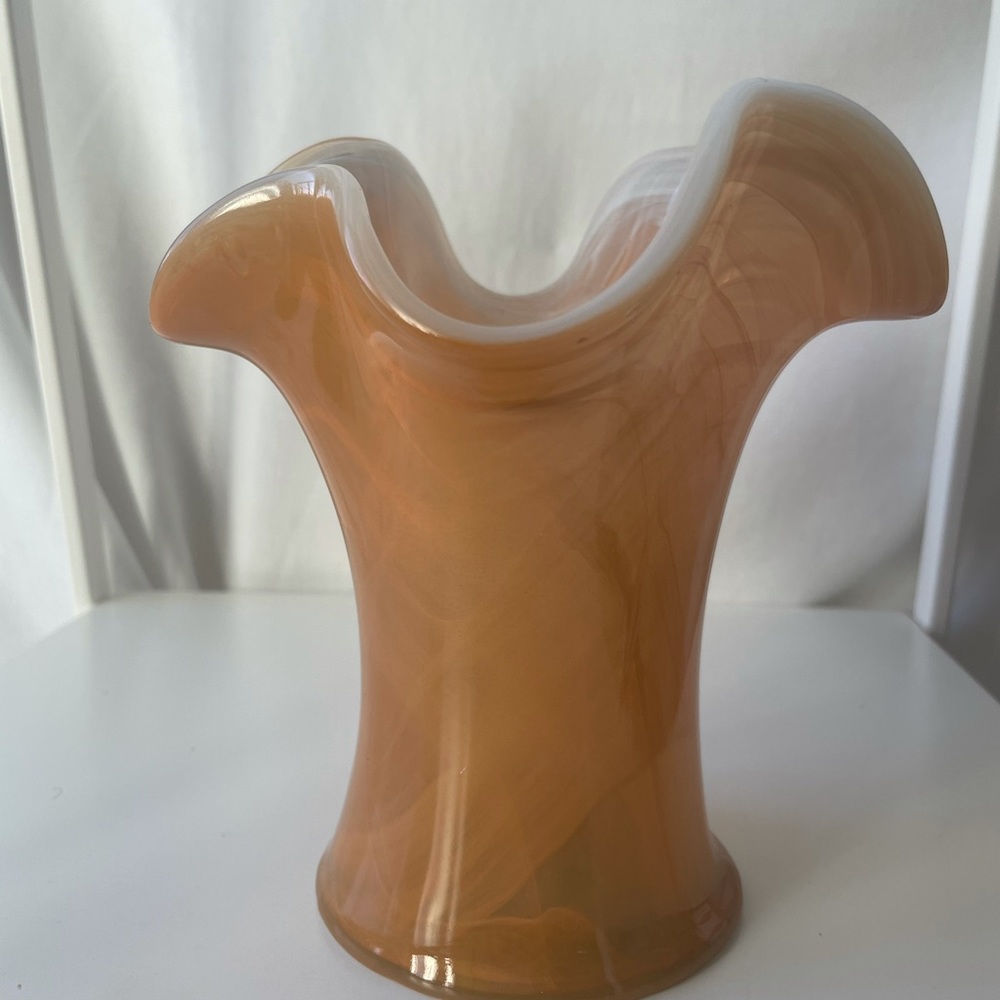 Orange and White Glass Vase